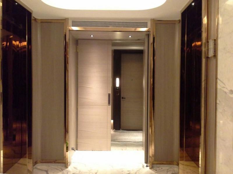 Lift Door Cladding with PVD Rose Gold Stainless Steel sheets