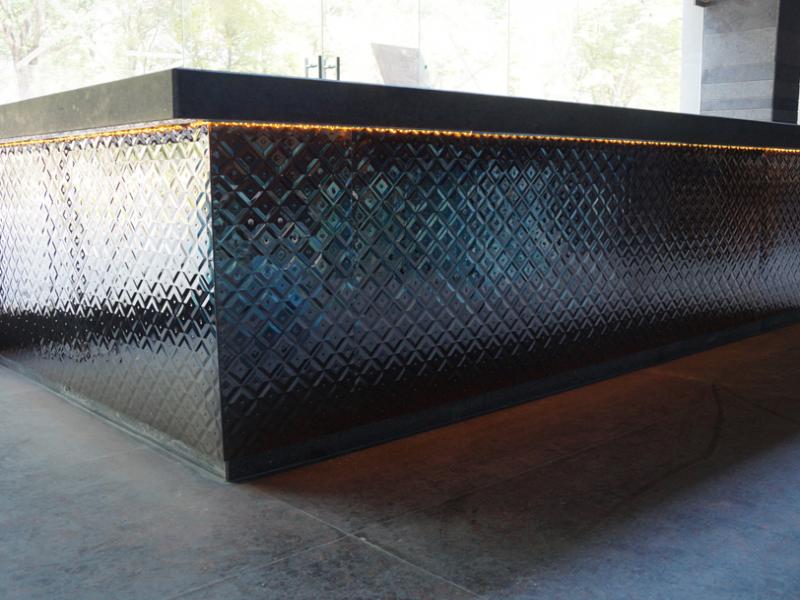 Bar Counter Cladding with PVD Black Stainless Steel Embosed sheets