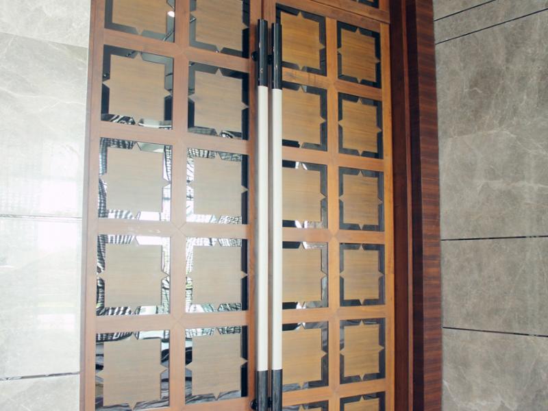 PVD Black Stainless Steel Sheet sections used as inlay in Wooden doors 