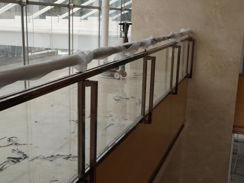 Architectural Designed PVD Bronze Stainless Steel Railing with glass & Top wooden handrail