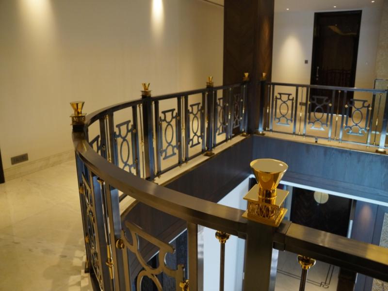 PVD Black Antique & Gold Stainless Steel Railings with CNC Laser cut designs